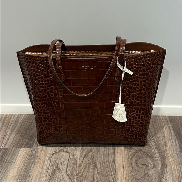 Tory Burch Handbags - Tory Burch Perry Embossed Leather Triple Compartment Tote